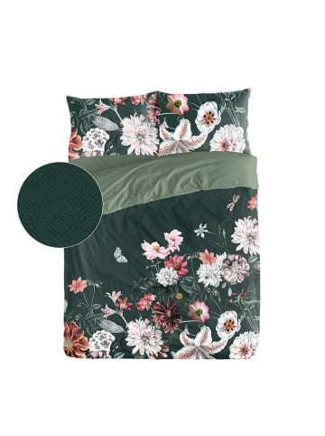 ethere Perkal dekbedovertrek "Alur" groen/lichtroze