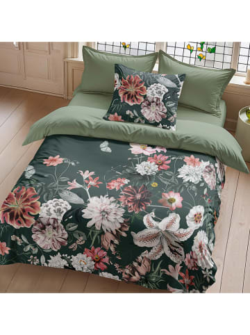 ethere Perkalowa poszwa "Alur" w kolorze zielono-jasnoróżowym na kołdrę