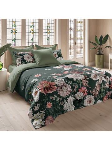 ethere Perkalowa poszwa "Alur" w kolorze zielono-jasnoróżowym na kołdrę