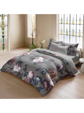 ethere Perkal dekbedovertrek "Mao" grijs/lichtroze