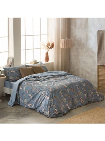 Monsun Perkal dekbedovertrek "Goa" blauw