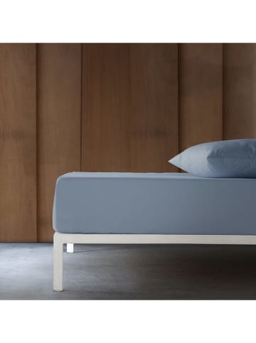 Monsun Perkal hoeslaken "Sakura" blauw