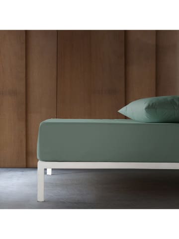 Monsun Perkal-Spannbettlaken ''Sakura'' in Grün