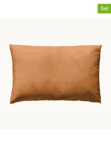 ethere 2-delige set: perkal kussenslopen "Liso" lichtbruin