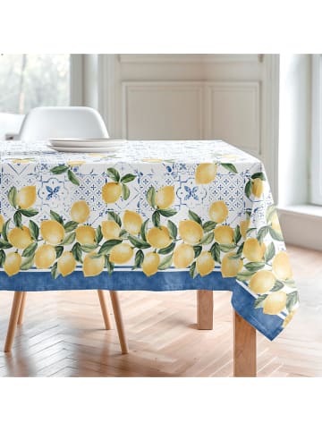 Mint Rugs Tischdecke "Floral And Tropical Doris" in Weiß/ Gelb/ Blau