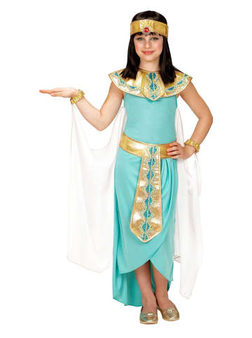 Carnival Party 5-delig kostuum "Egyptische Koningin" turquoise/goudkleurig