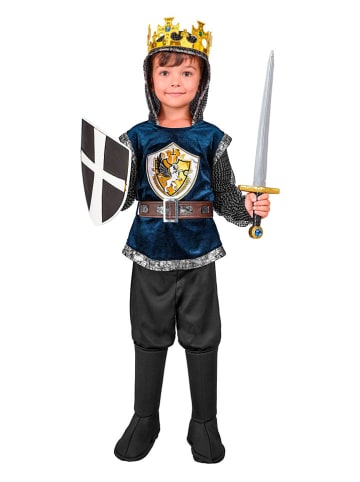 Carnival Party 2-delige kostuum "Medieval Knight" donkerblauw/goudkleurig/zilverkleurig