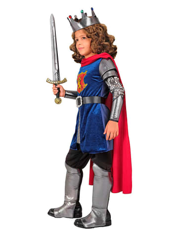 Carnival Party 5-częściowy kostium "King" w kolorze srebrno-granatowo-czerwonym