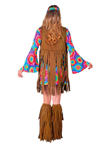 Carnival Party 4-delige kostuum "Hippie" lichtbruin/meerkleurig