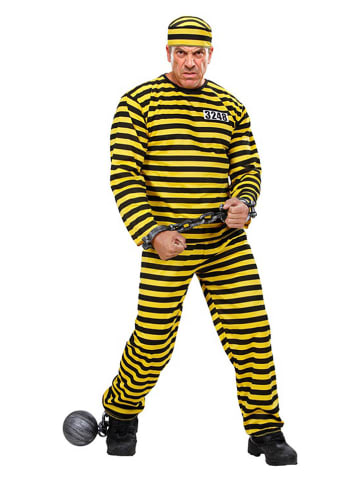Carnival Party 3-delige kostuum "Convict" geel/zwart