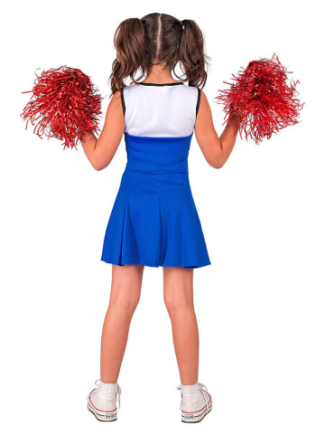 Carnival Party Kostuumjurk "Cheerleder" wit/blauw