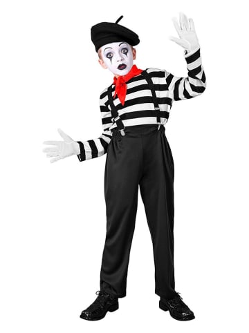 Carnival Party 6-delige kostuum "Pantomime" zwart/wit/rood