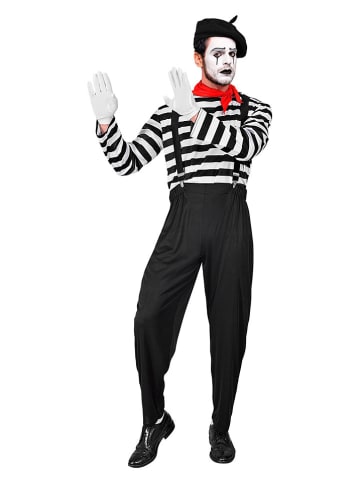 Carnival Party 6-delige kostuum "Pantomime" wit/zwart/rood