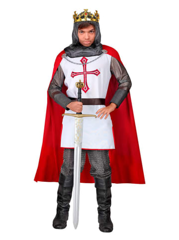 Carnival Party 3-częściowy kostium "Knight Templar" w kolorze biało-czerwono-szarym