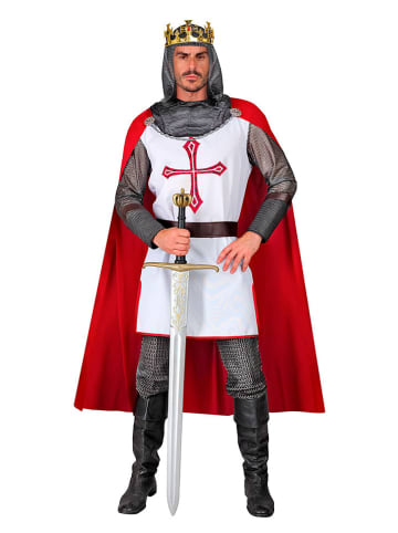 Carnival Party 3-częściowy kostium "Knight Templar" w kolorze biało-czerwono-srebrnym