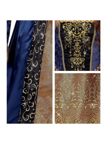 Carnival Party 2-częściowy kostium "Medieval Queen" w kolorze złoto-granatowym