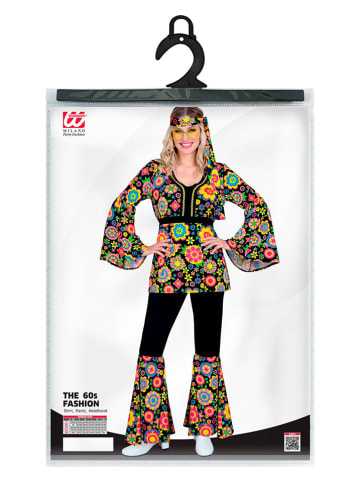 Carnival Party 3-delig kostuum "60's Hippie" meerkleurig/zwart