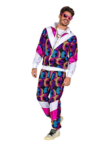 Carnival Party 2-delig kostuum "80's Trainingspak" zwart/meerkleurig