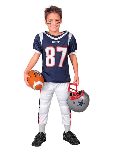 Carnival Party 2-delige kostuum "Americam Football Player" donkerblauw/wit