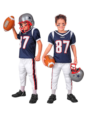 Carnival Party 2-delige kostuum "Americam Football Player" donkerblauw/wit