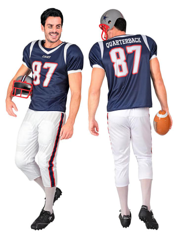 Carnival Party 2-delige kostuum "Americam Football Player" donkerblauw/wit