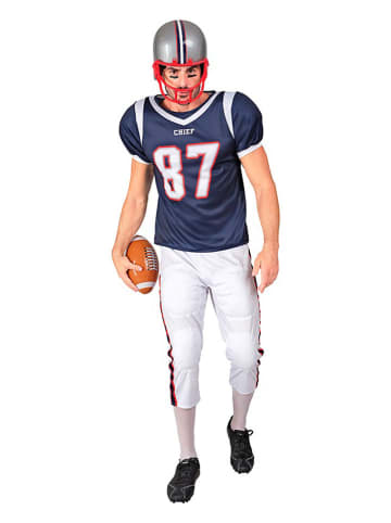 Carnival Party 2tlg. Kostüm "Americam Football Player" in Dunkelblau/ Weiß