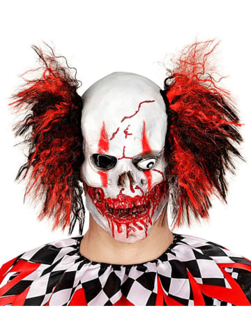 Widmann Bloederige clown doodshoofdmasker wit/rood