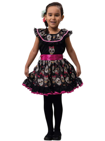 Carnival Party Kostümkleid "La Catrina" in Schwarz/ Pink