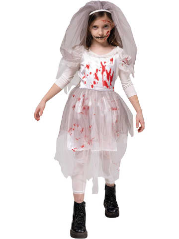 Carnival Party 2-delig kostuumjurk "Horror bruid" wit/rood