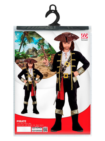 Carnival Party 7-częściowy kostium "Pirate captain" w kolorze biało-czarno-czerwonym