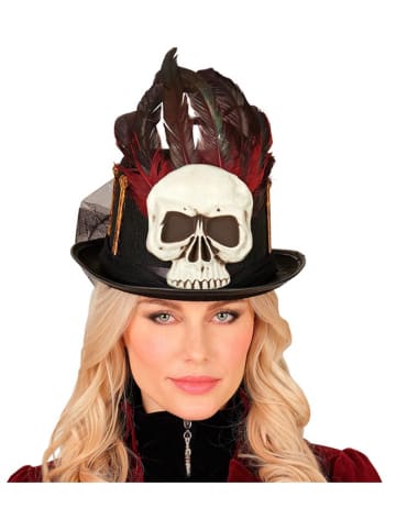 Widmann Hut "VOODOO ZYLINDER MIT TOTENKOPF & KNOCHEN" in Schwarz