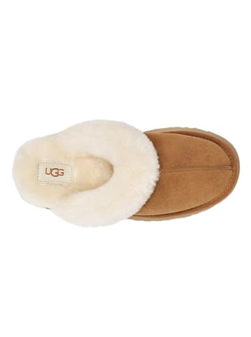 UGG Skórzane kapcie "Disquette" w kolorze jasnobrązowym