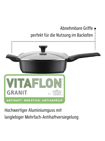 GSW 2-delige set: braadpan met deksel "Easy Click Quadura" zwart - (L)24 x (B)24 cm