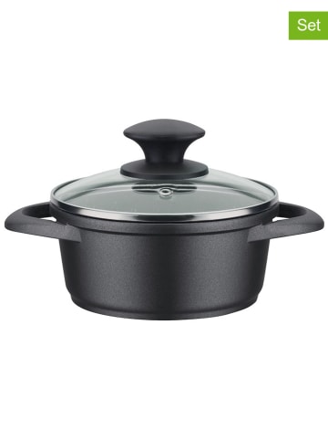 GSW 2-delige set: pan met deksel "Gourmet" zwart  - Ø 16 cm