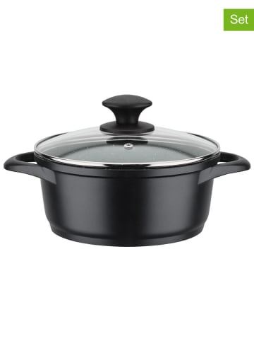 GSW 2tlg. Set: Kochtopf ''Gourmet'' in Schwarz - Ø 20 cm