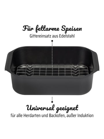 GSW 2tlg. Set: Bräter ''Gourmet'' in Schwarz - (L)40 x (B)26 cm