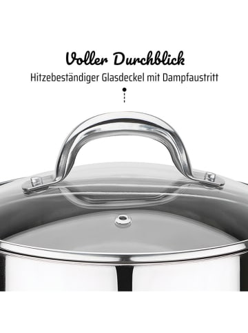 GSW 2-delige set: pan met deksel "Montreal" zilverkleurig - Ø 24 cm