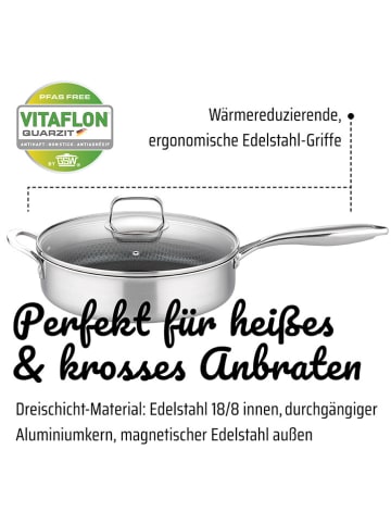 GSW 2-delige set: sudderpan met deksel "Inoxxa" zilverkleurig - Ø 28 cm