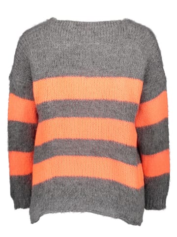 miss goodlife Pullover "Stripes" in Grau/ Orange