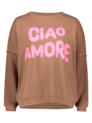miss goodlife Sweatshirt "Ciao Amore" in Hellbraun