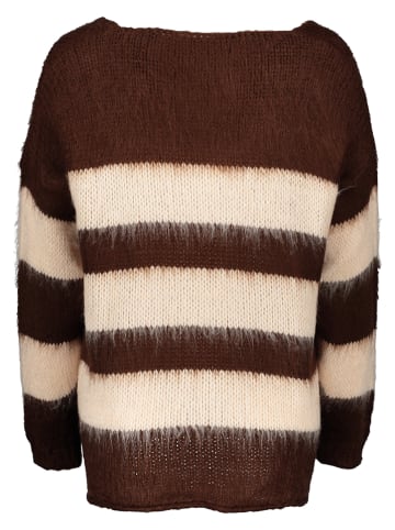 miss goodlife Sweter "Stripes" w kolorze ciemnobrązowo-kremowym