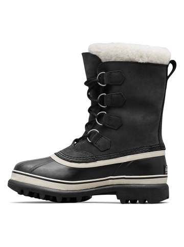 Sorel Leder-Winterboots "Caribou" in Schwarz