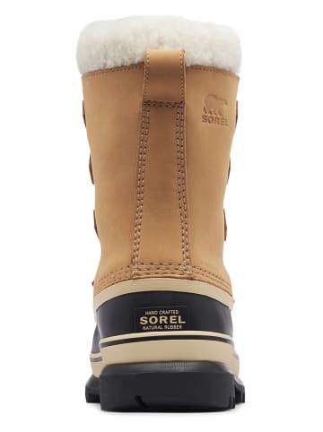 Sorel Leder-Winterboots "Caribou" in Hellbraun