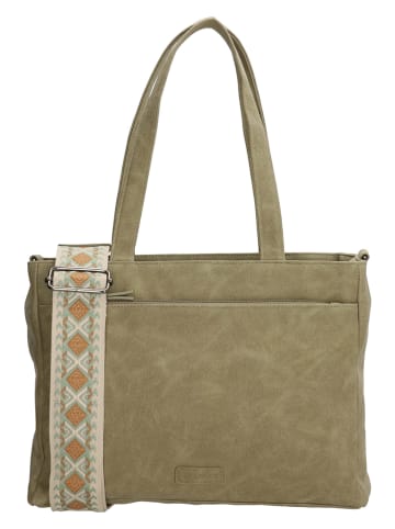 Beagles Shopper bag "Malaga" w kolorze oliwkowym - 31 x 24,5 x 10 cm