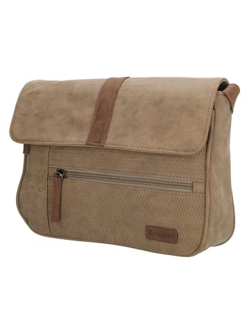 Beagles Skórzana torebka "Brunete" w kolorze beżowym - 27 x 23 x 7 cm