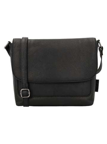 Beagles Leder-Umhängetasche "Benidorm" in Schwarz - (B)29 x (H)23 x (T)6 cm