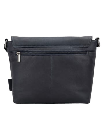 Beagles Leder-Umhängetasche "Benidorm" in Dunkelblau - (B)29 x (H)23 x (T)6 cm