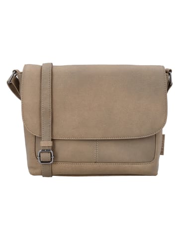 Beagles Leder-Umhängetasche "Benidorm" in Taupe - (B)29 x (H)23 x (T)6 cm