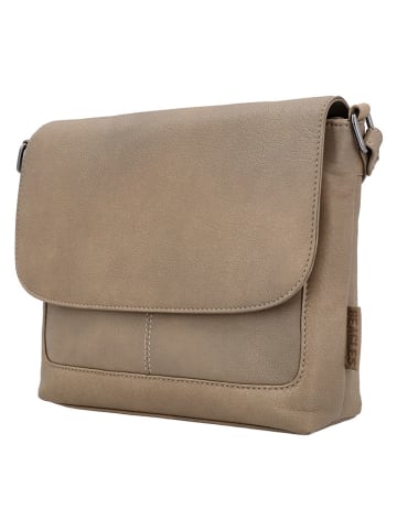 Beagles Skórzana torebka "Benidorm" w kolorze szarobrązowym - 29 x 23 x 6 cm