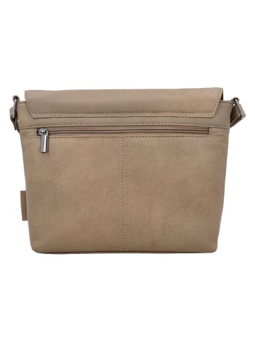 Beagles Leder-Umhängetasche "Benidorm" in Taupe - (B)29 x (H)23 x (T)6 cm